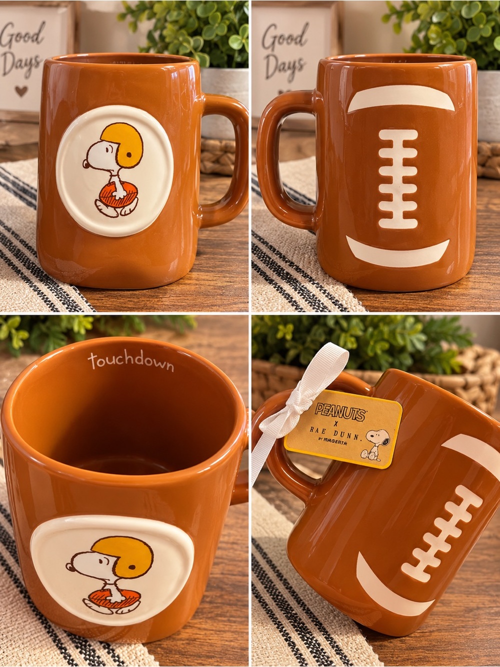 Rae Dunn Snoopy Football Mug